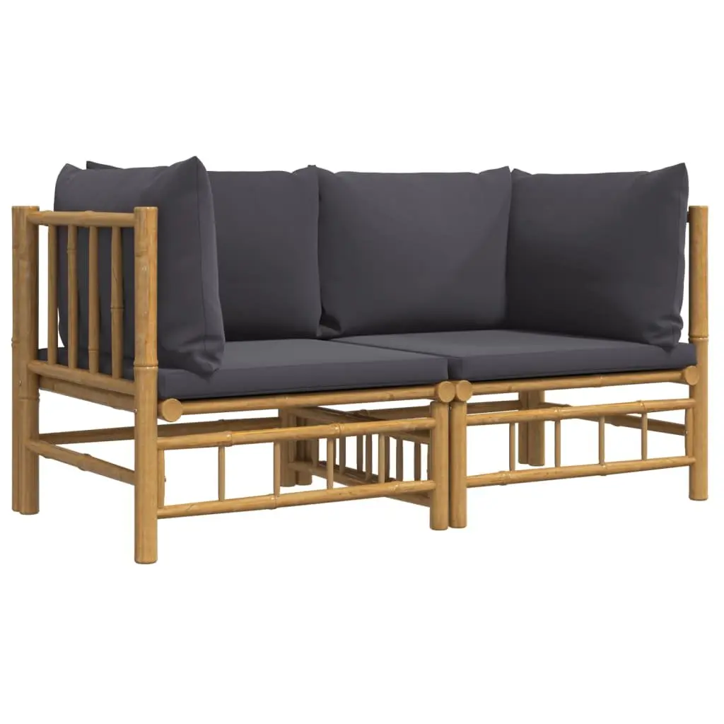 Corner Sofa Set Bamboo Outdoor Furniture 2 pcs Brown
