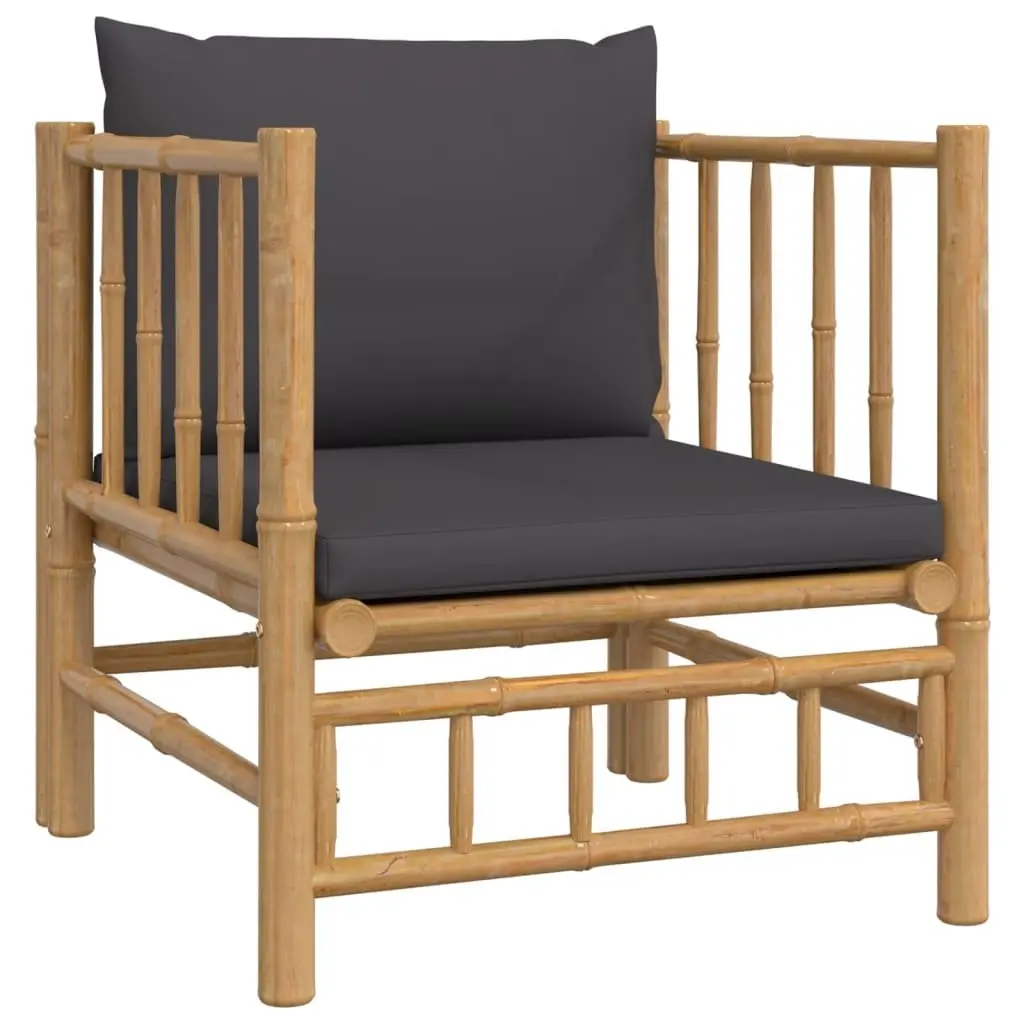 7 Piece Garden Lounge Set Bamboo Outdoor Furniture with Cushions Brown