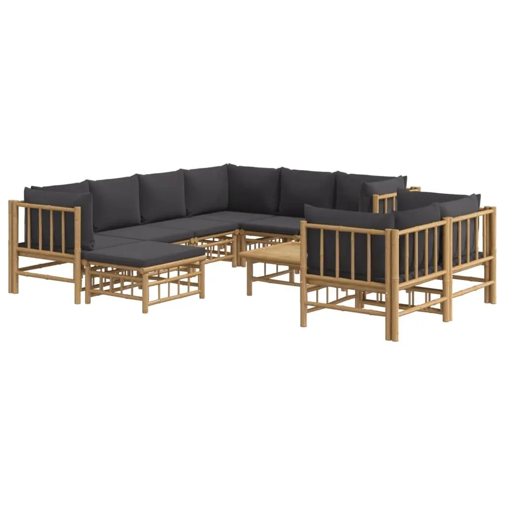 Garden Lounge Set 10 Piece Bamboo Outdoor Furniture Modular Patio Sofa Table