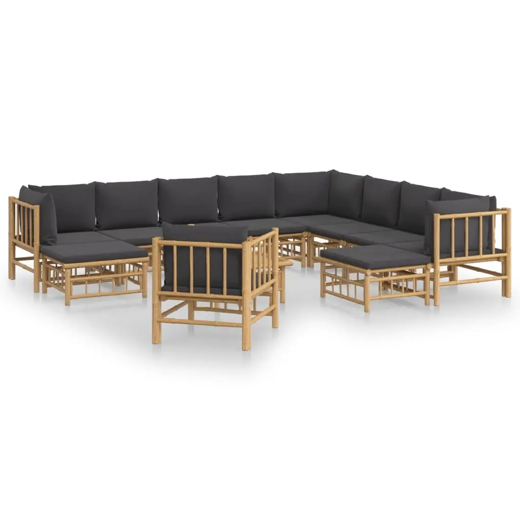 12 Piece Bamboo Garden Lounge Set for Outdoor Use