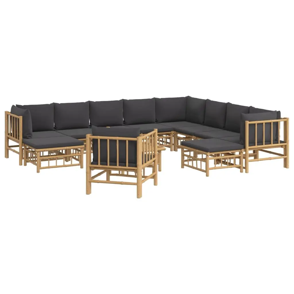 12 Piece Bamboo Garden Lounge Set for Outdoor Use