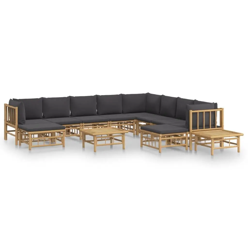Bamboo Lounge Set 12 Piece Outdoor Furniture Modular Brown