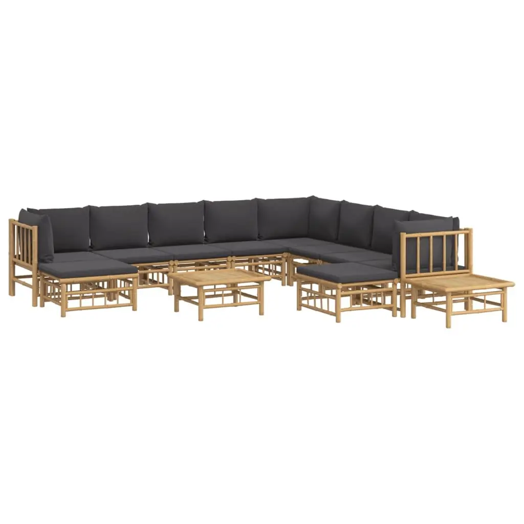 Bamboo Lounge Set 12 Piece Outdoor Furniture Modular Brown