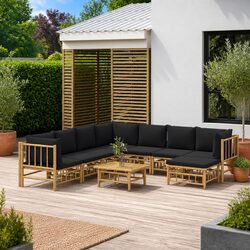 Practical 9-Piece Bamboo Lounge Set for Outdoor Use