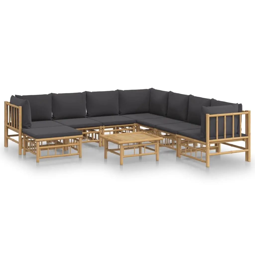9-Piece Bamboo Lounge Set for Outdoor Use