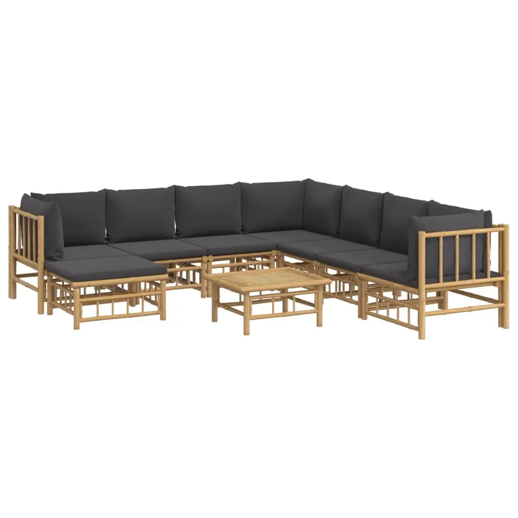 9-Piece Bamboo Lounge Set for Outdoor Use
