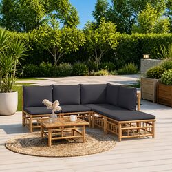 Practical 6 Piece Bamboo Lounge Set for Your Outdoor Oasis