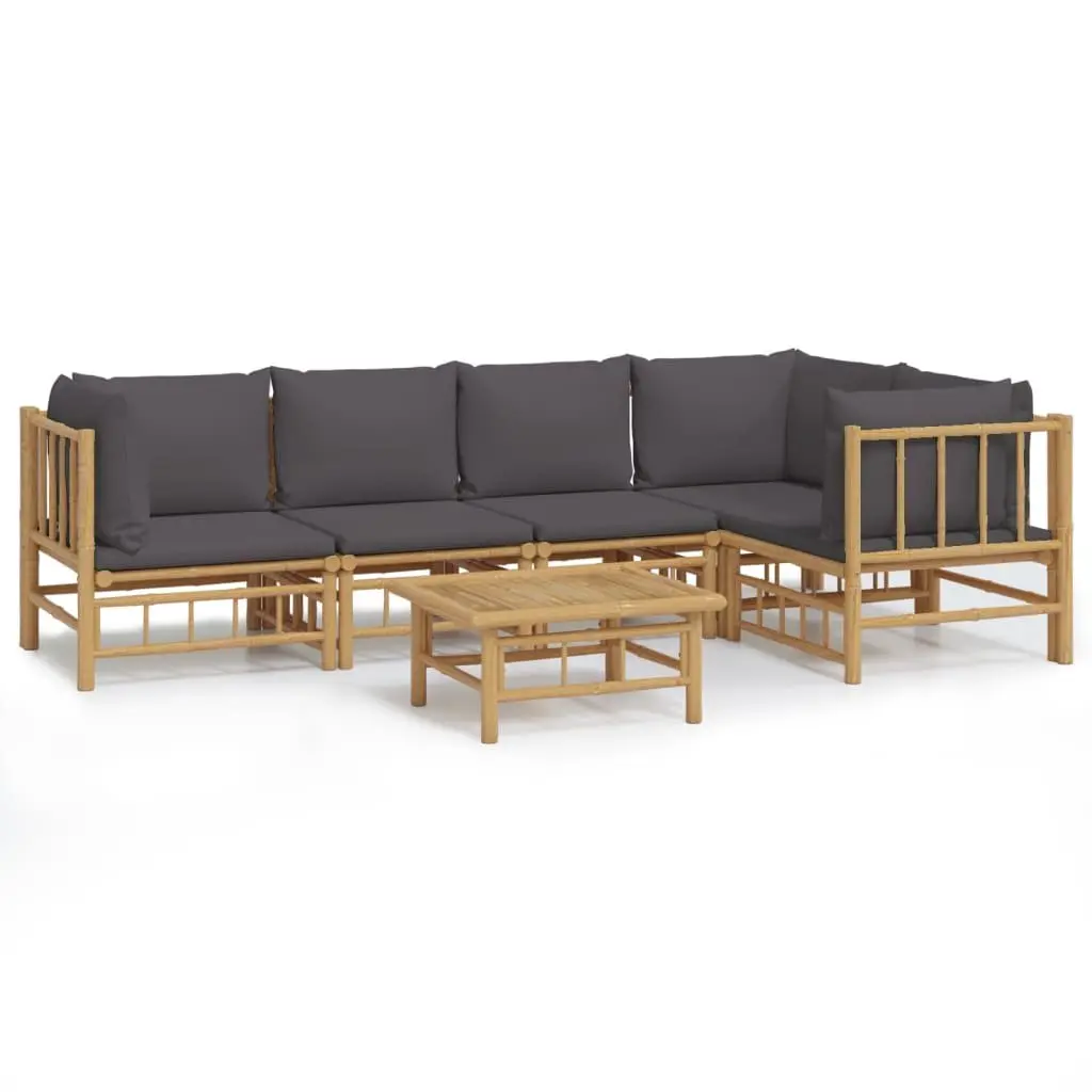 Bamboo Lounge Set Modular Outdoor Furniture 6 Piece Brown