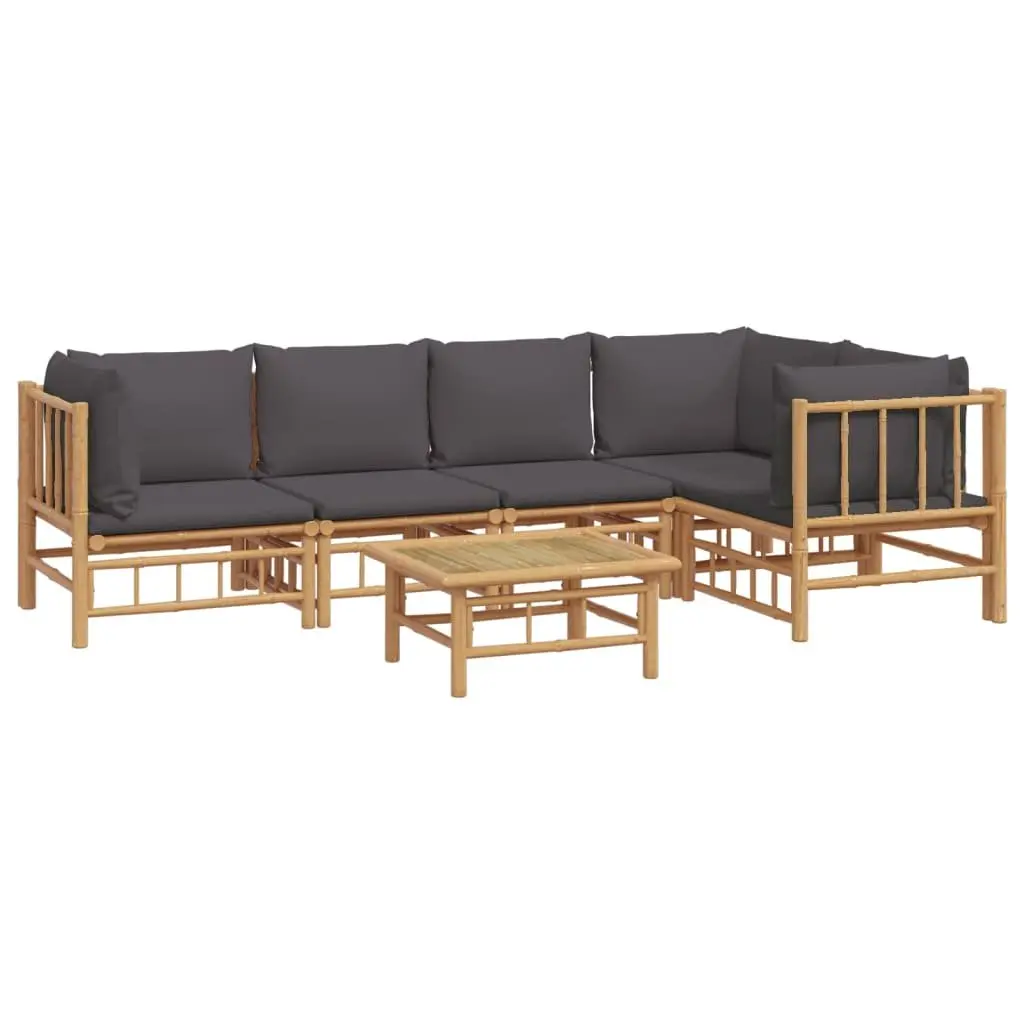 Bamboo Lounge Set Modular Outdoor Furniture 6 Piece Brown