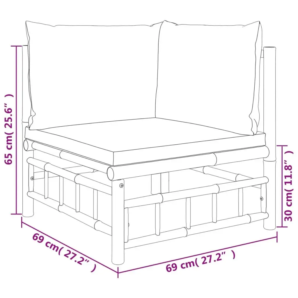 Bamboo Lounge Set Modular Outdoor Furniture 6 Piece Brown