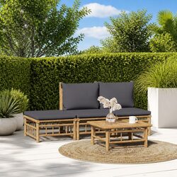 Practical Bamboo Garden Lounge Set for Outdoor Use with Cushions