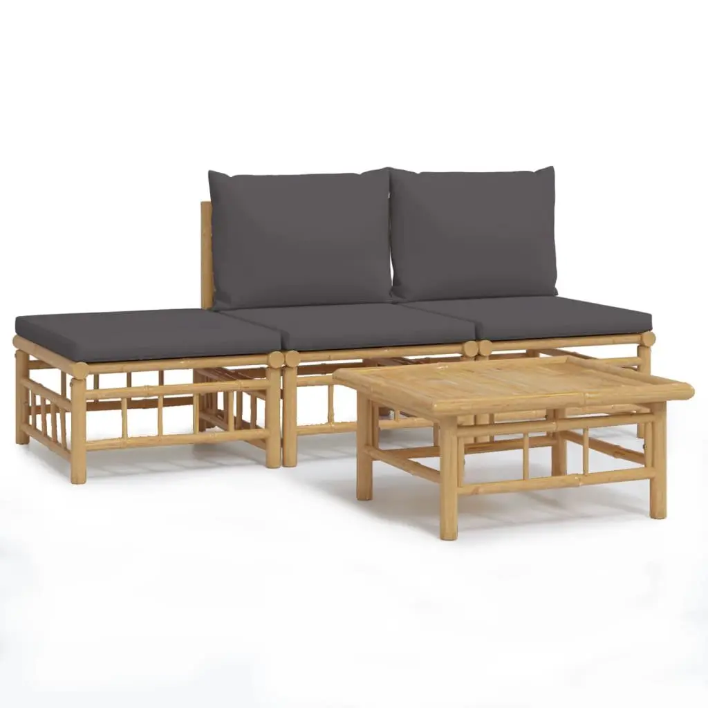 Bamboo Garden Lounge Set for Outdoor Use with Cushions