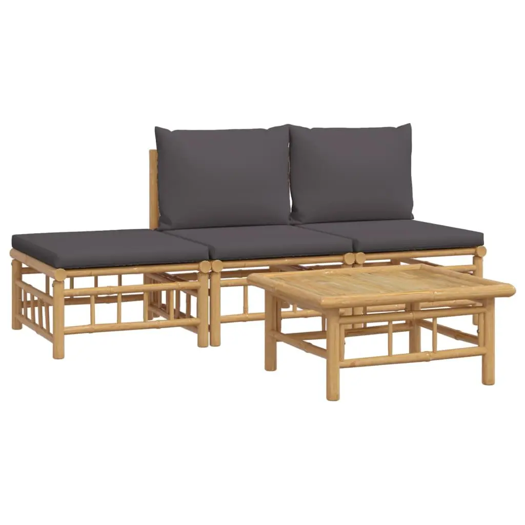 Bamboo Garden Lounge Set for Outdoor Use with Cushions
