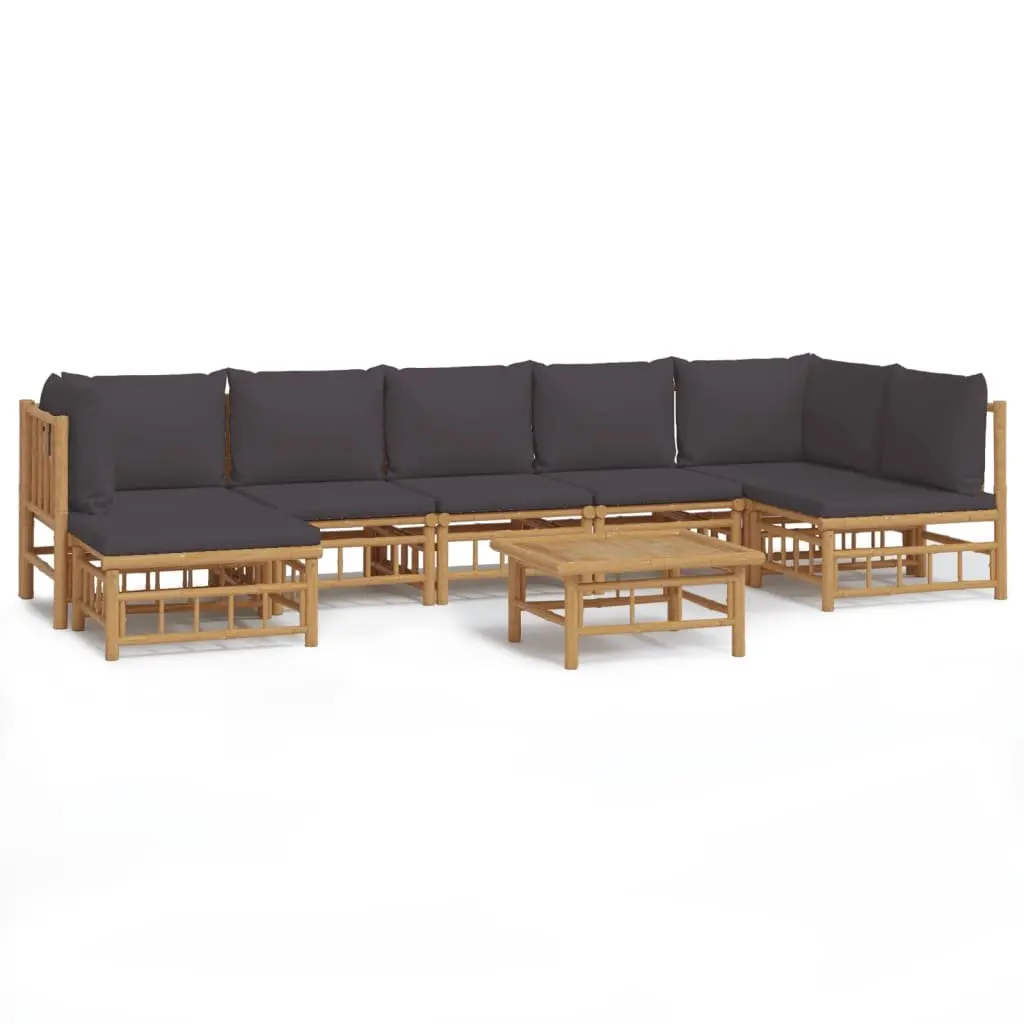 Garden Lounge Set 8 Piece Bamboo Outdoor Furniture with Cushions Modular