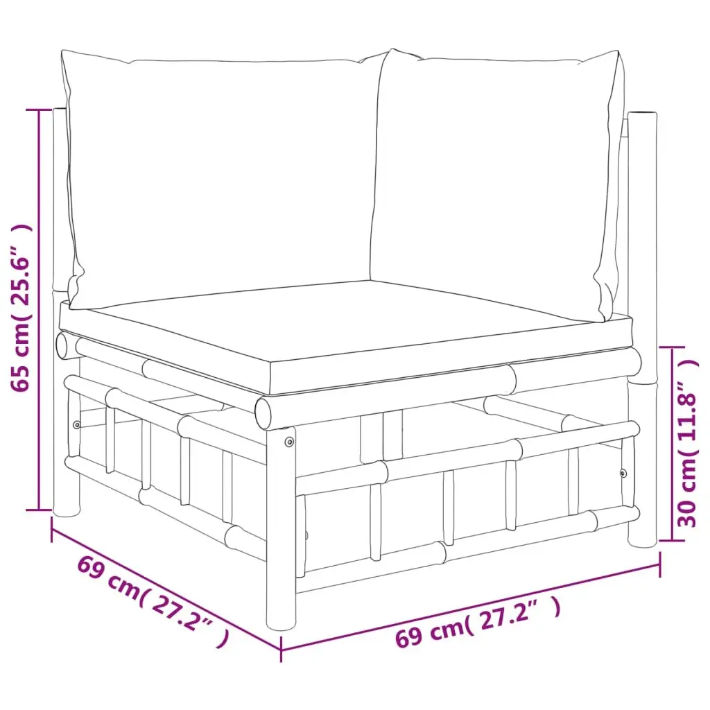Garden Lounge Set 8 Piece Bamboo Outdoor Furniture with Cushions Modular