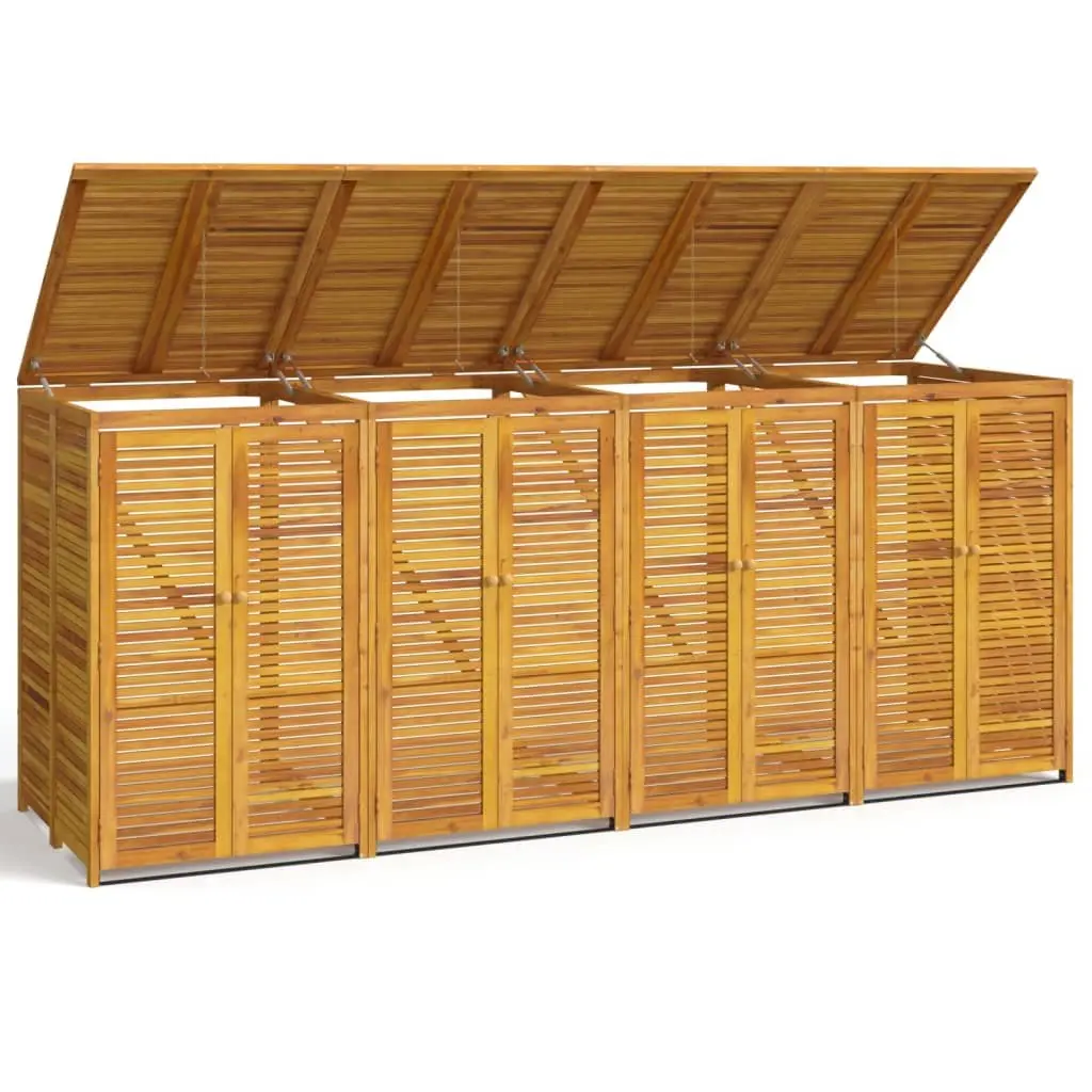 Quadruple Garbage Bin Shed 280x89x117 cm Solid Wood Waste Container Enclosure