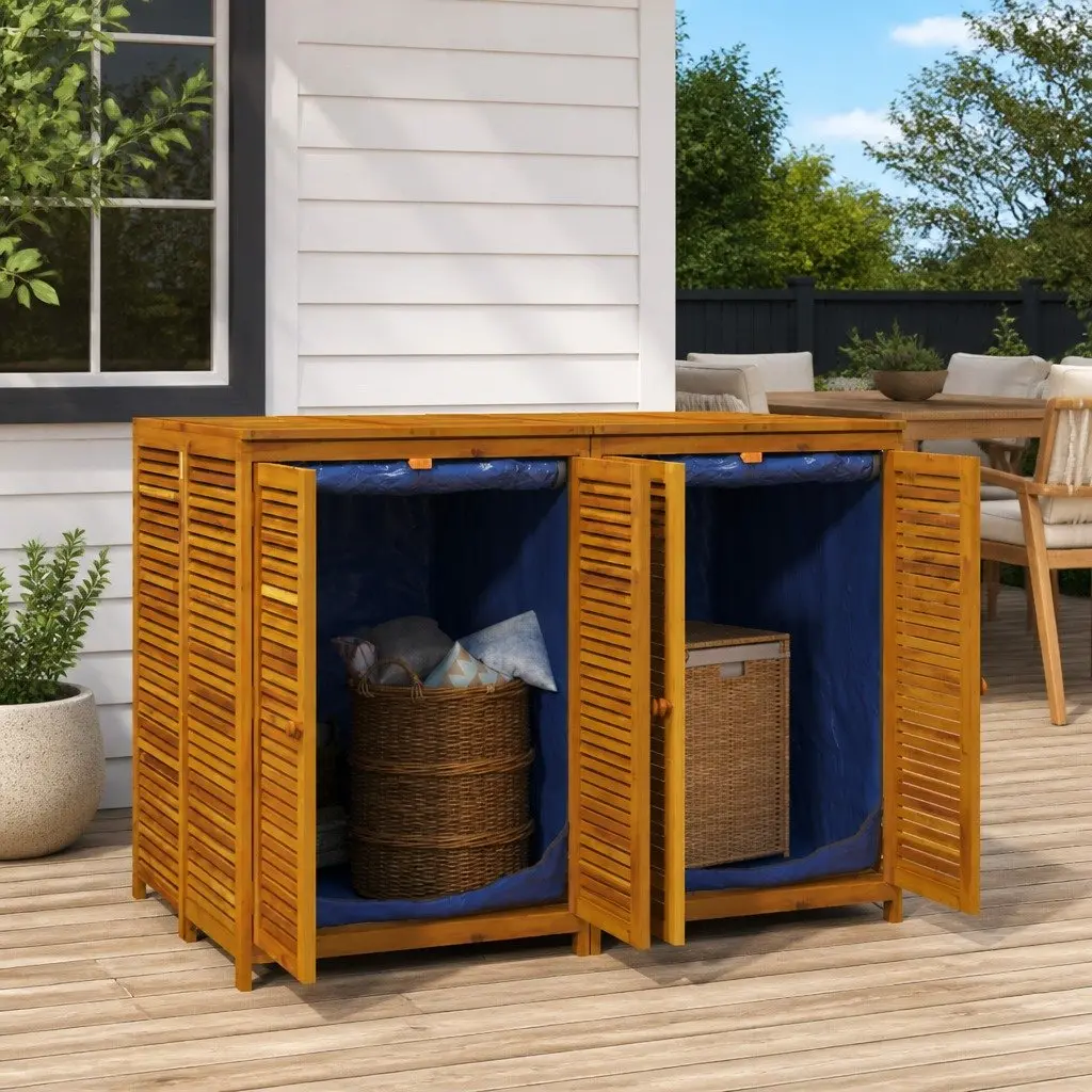 Garden Storage Box Acacia Wood Brown 140x87x104 cm Outdoor Bench Chest