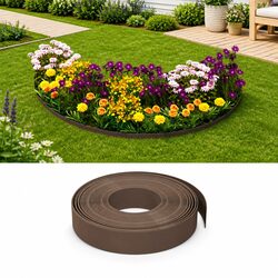 Garden Border Edging 2 pcs Brown Flexible Lawn Edge 10 m Outdoor Landscaping