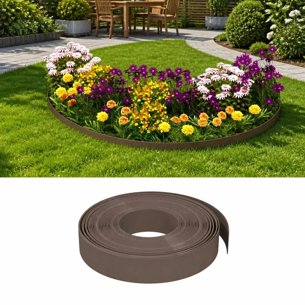 Garden Edging Borders Flexible Polyethylene 10 m Brown