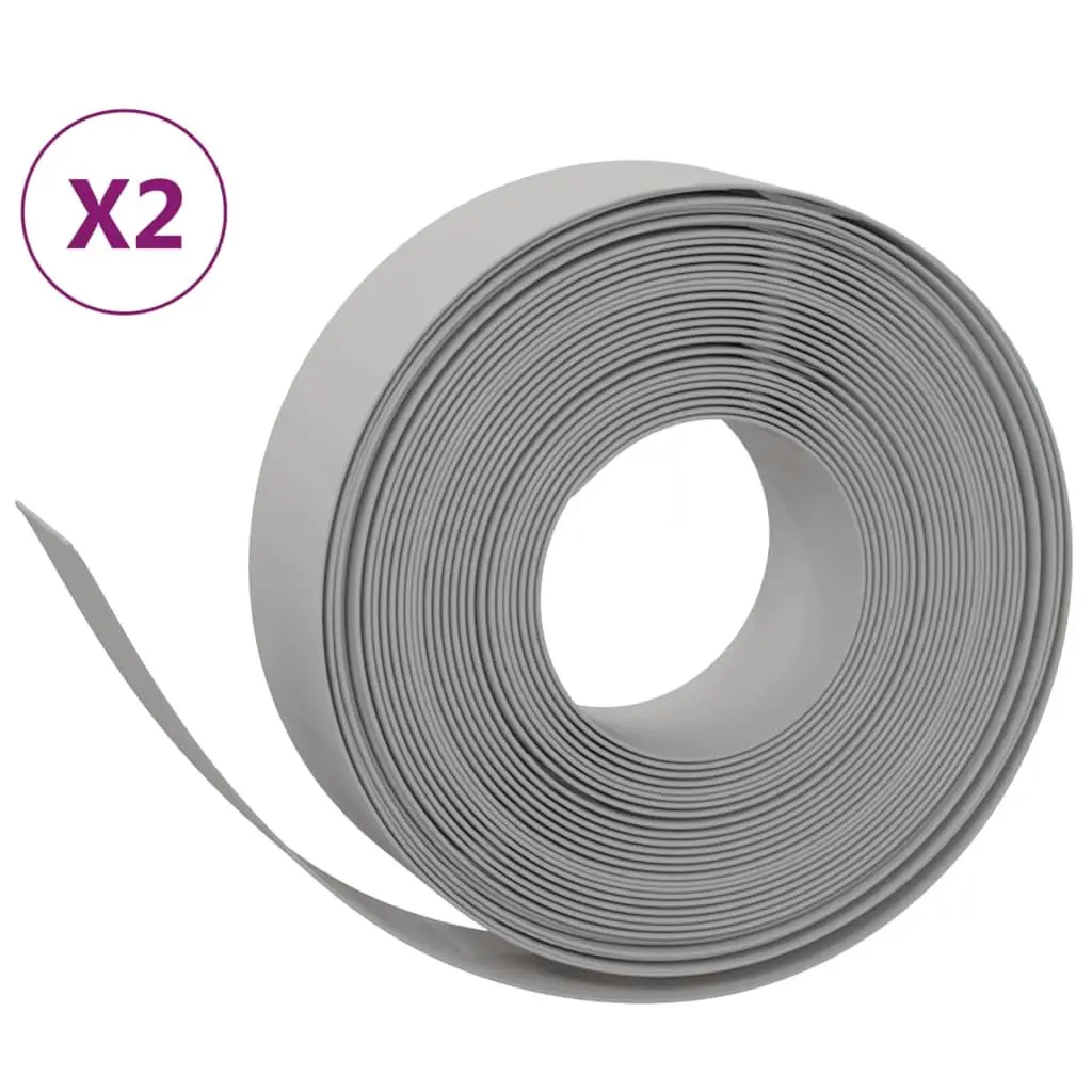 Garden Edging Border Flexible Polyethylene 10 m Grey 2 Pieces