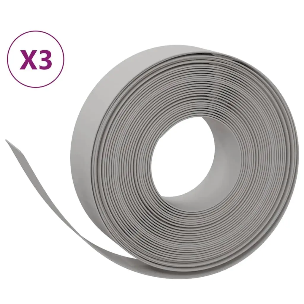 Garden Edging Flexible Polyethylene 10 m Grey 3 Pieces