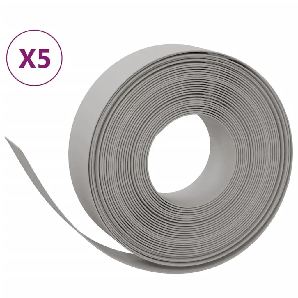 Garden Edging Borders Polyethylene 10 m Grey 5 Pieces Flexible Lawn Edge Flower Bed Path Trim