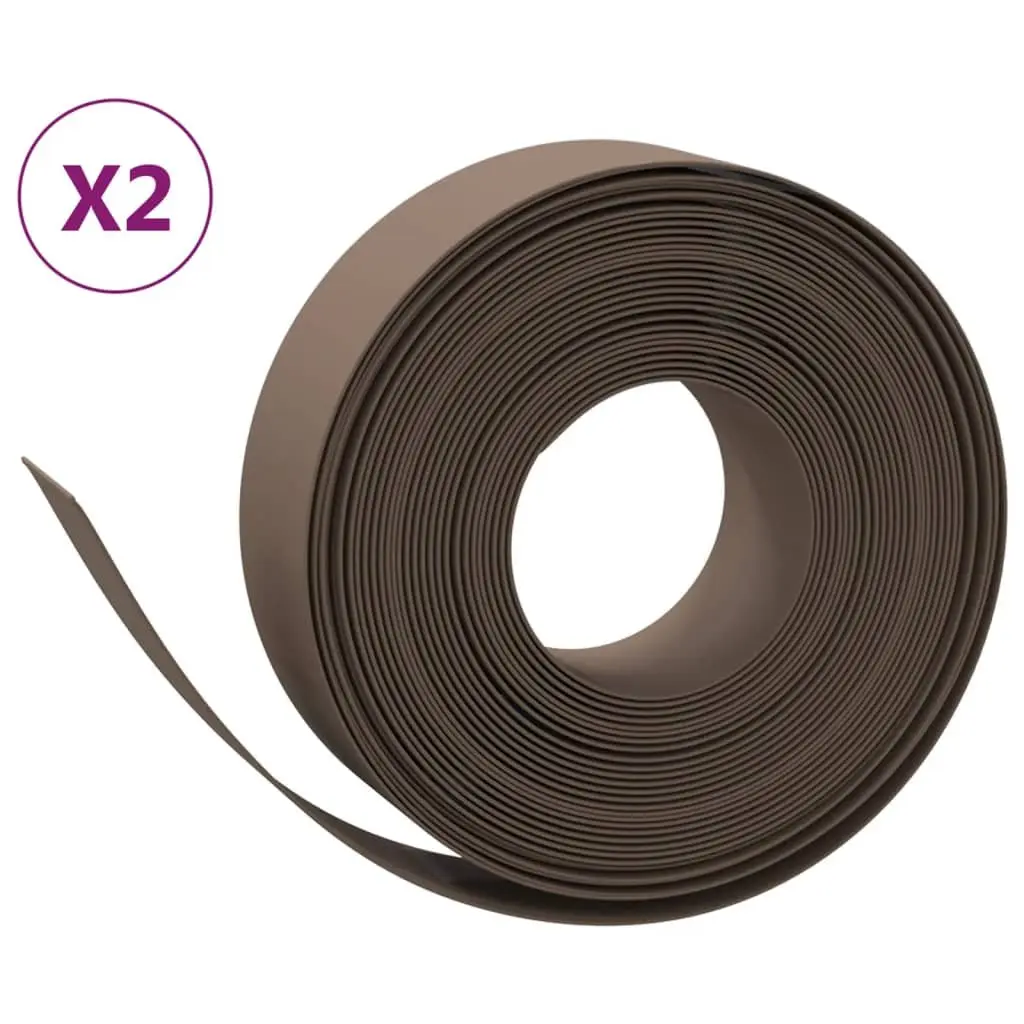 Garden Edging Border 2 Pieces Brown 10 m Flexible Lawn Edger Flower Bed