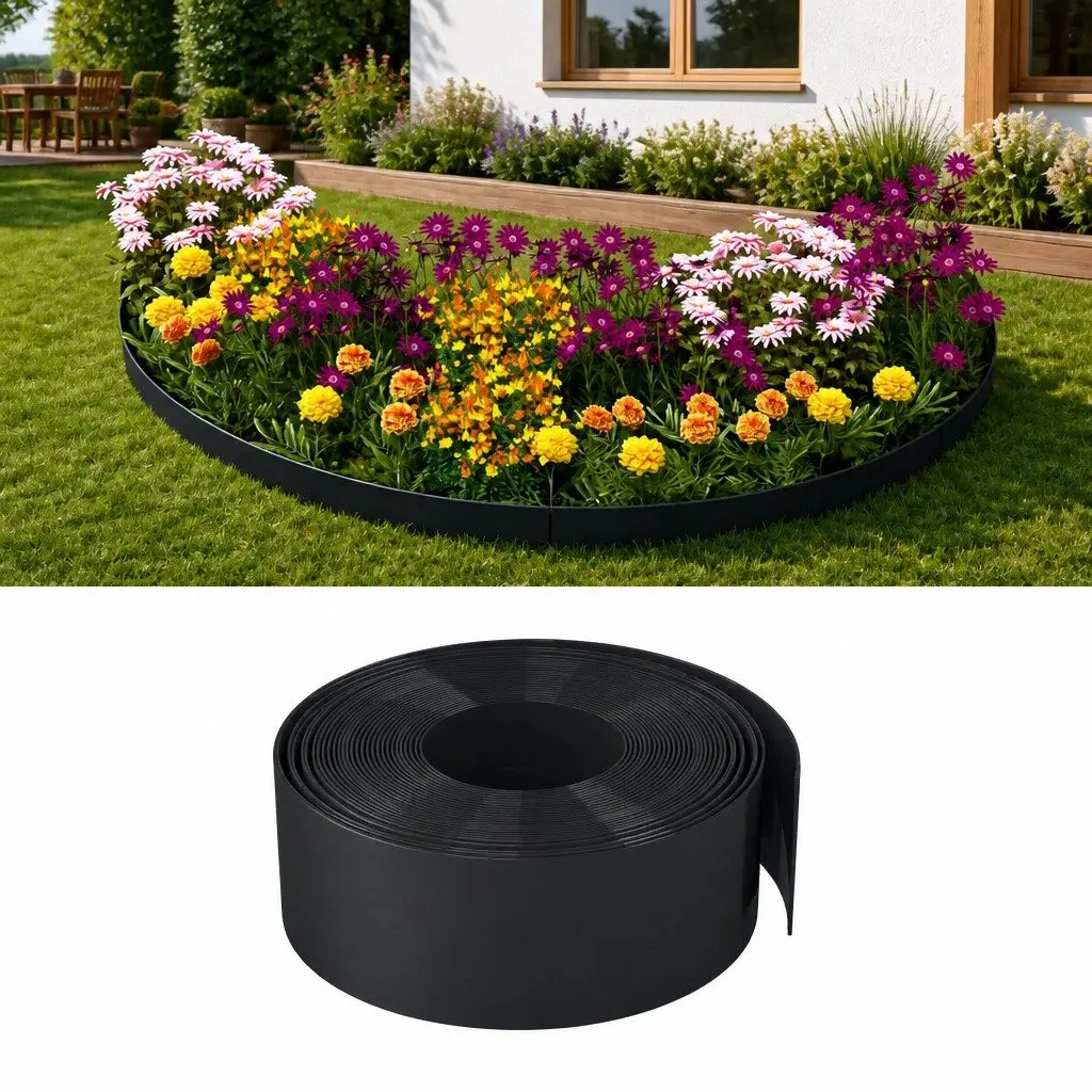 Garden Edging Borders Flexible Polyethylene 10 m Black 3 Piece