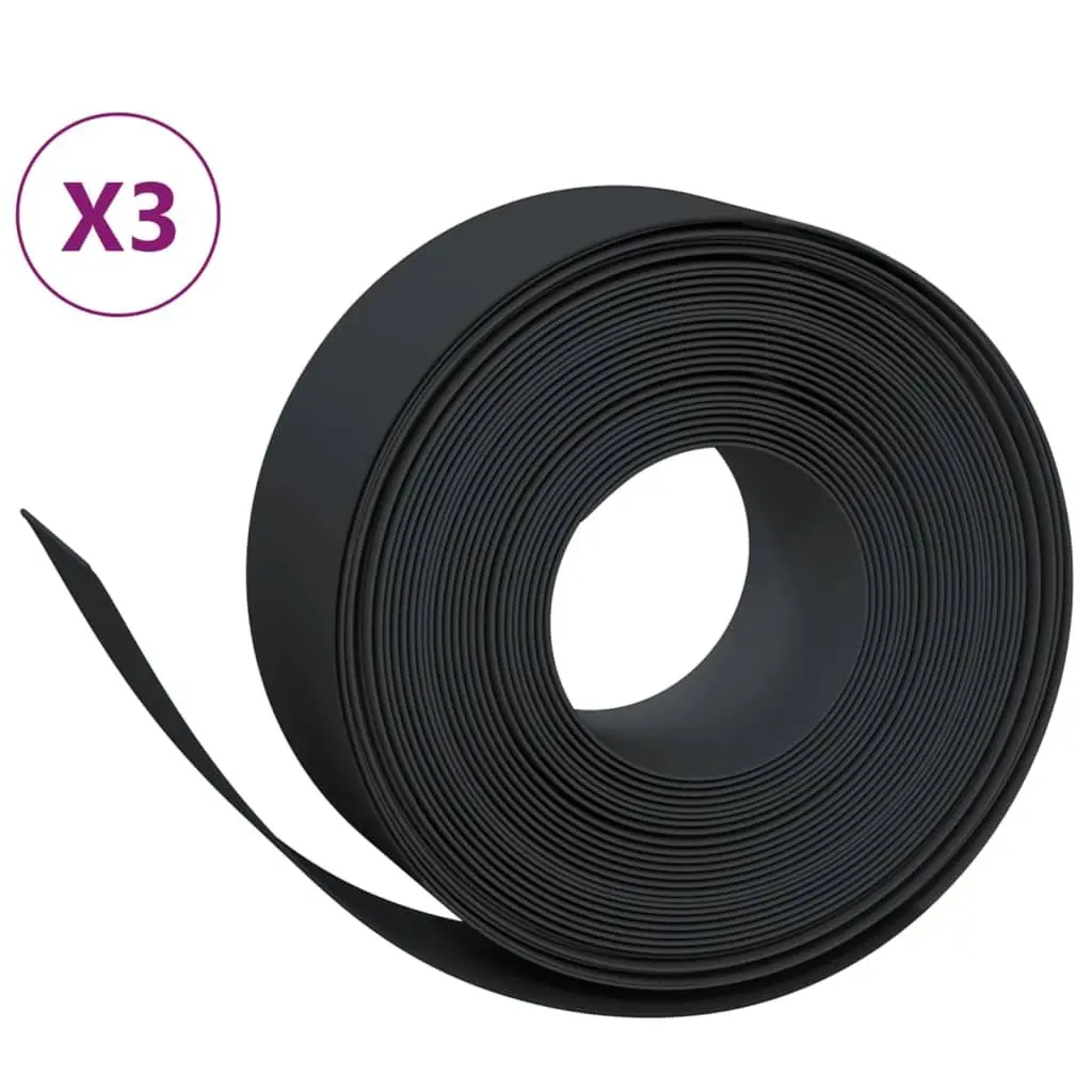 Garden Edging Borders Flexible Polyethylene 10 m Black 3 Piece