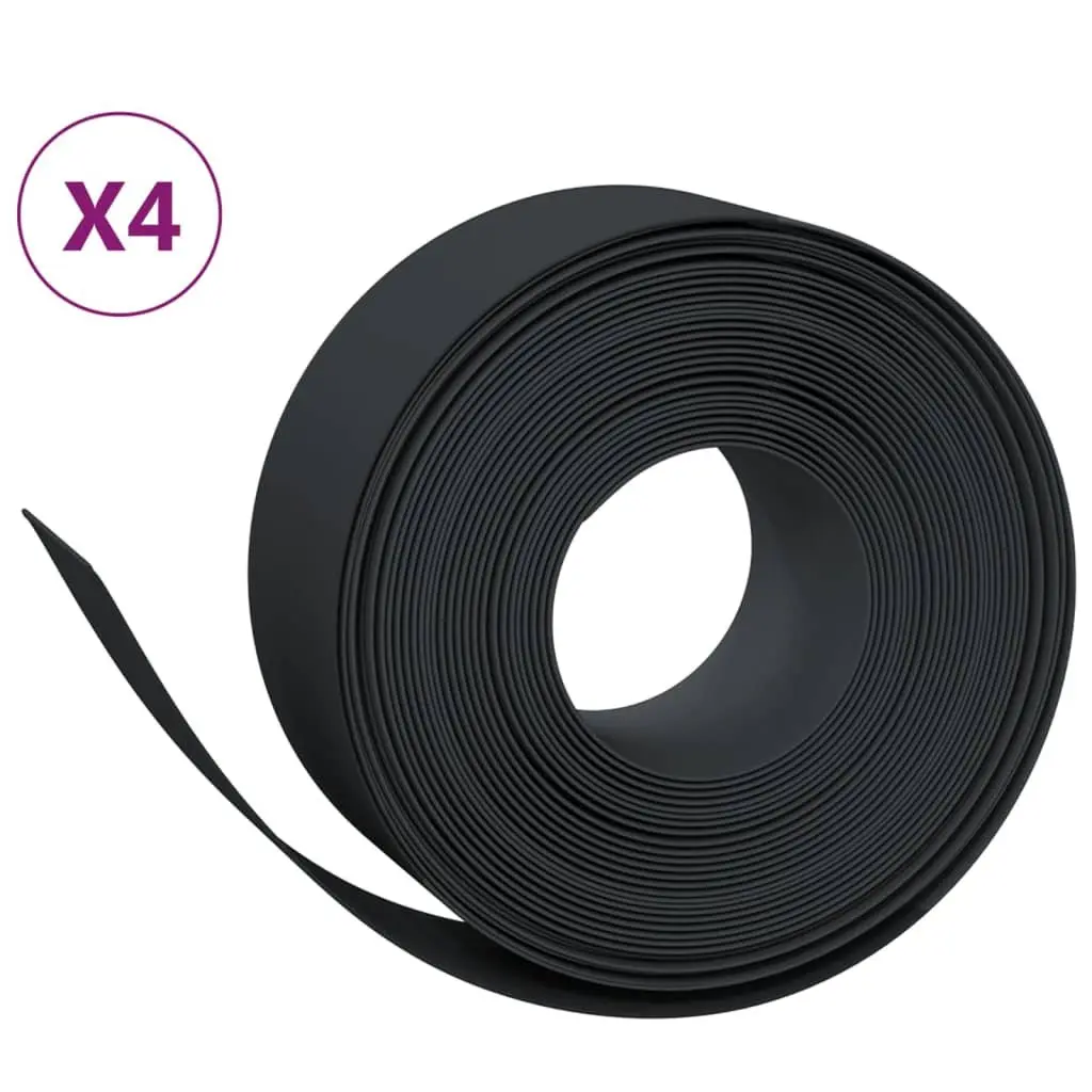 Garden Edging Border Flexible Polyethylene 10m Black 4 Pieces