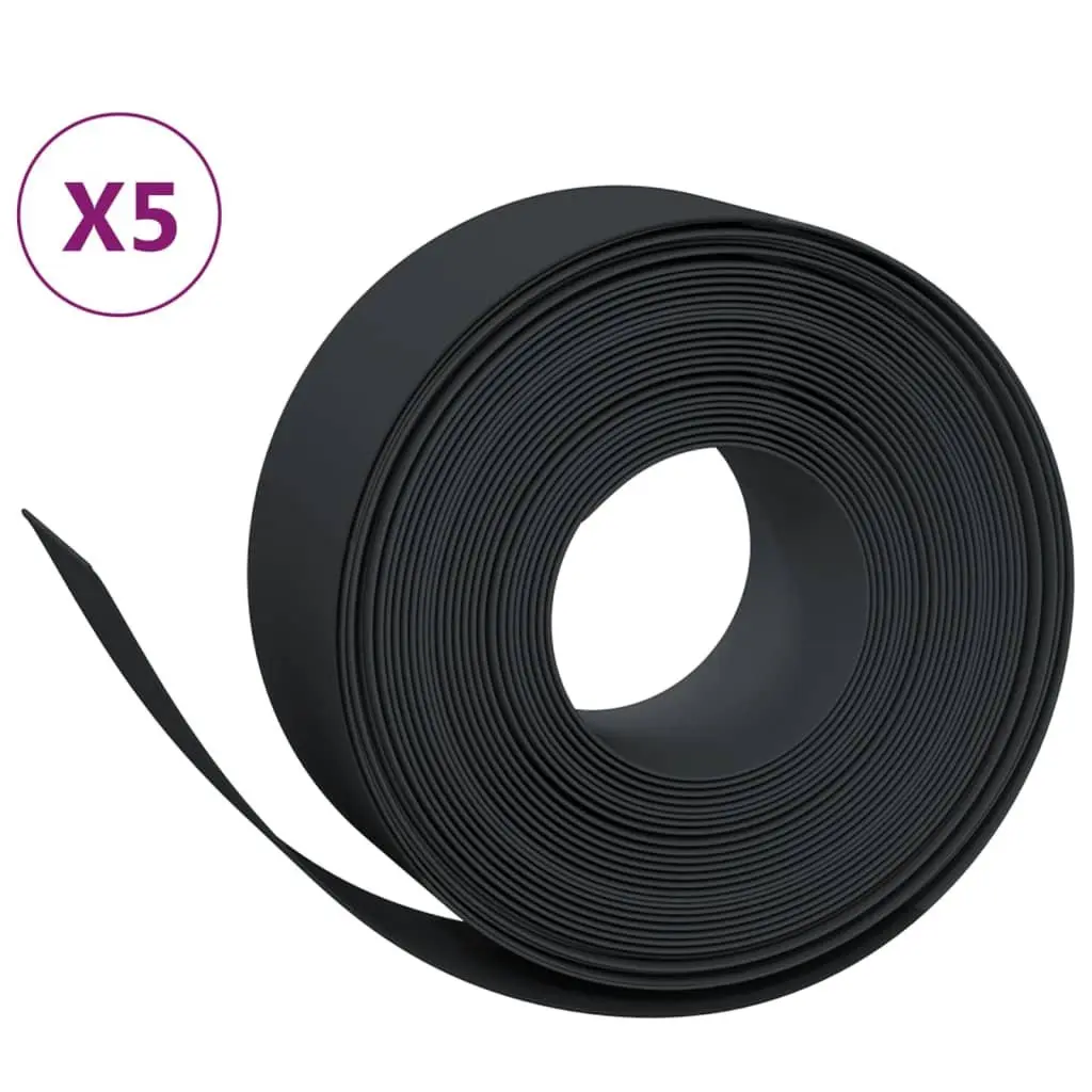 Garden Edging Borders Flexible Polyethylene 10m Black 5 Piece Set