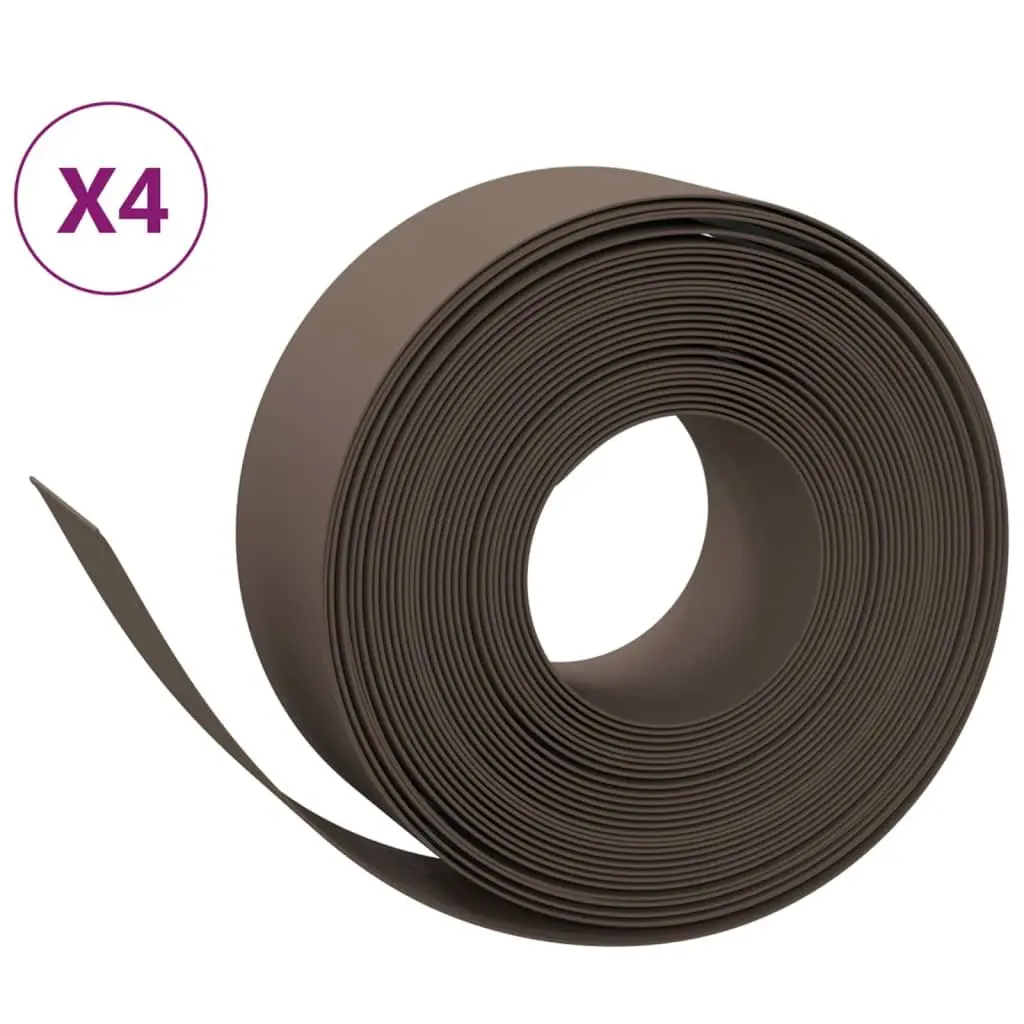 Garden Edging 4 pcs Brown 10 m 20 cm Flexible Border Lawn Path Flower Bed