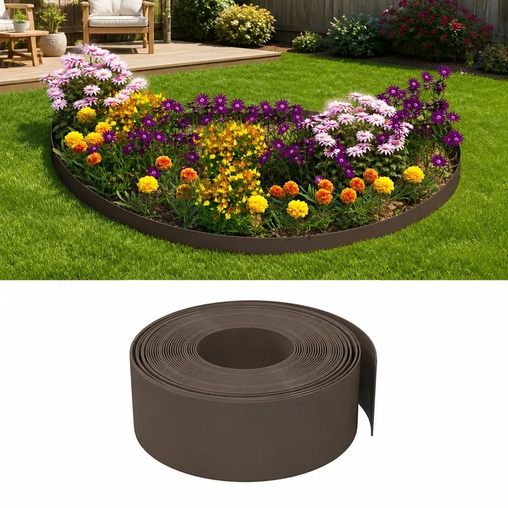 Garden Edging Borders Flexible Polyethylene 10 m Brown 5 Pieces