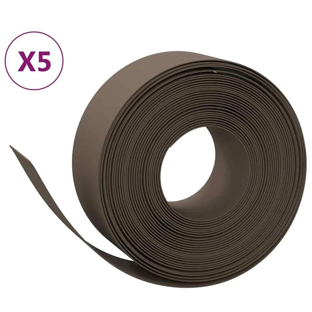 Garden Edging Borders Flexible Polyethylene 10 m Brown 5 Pieces