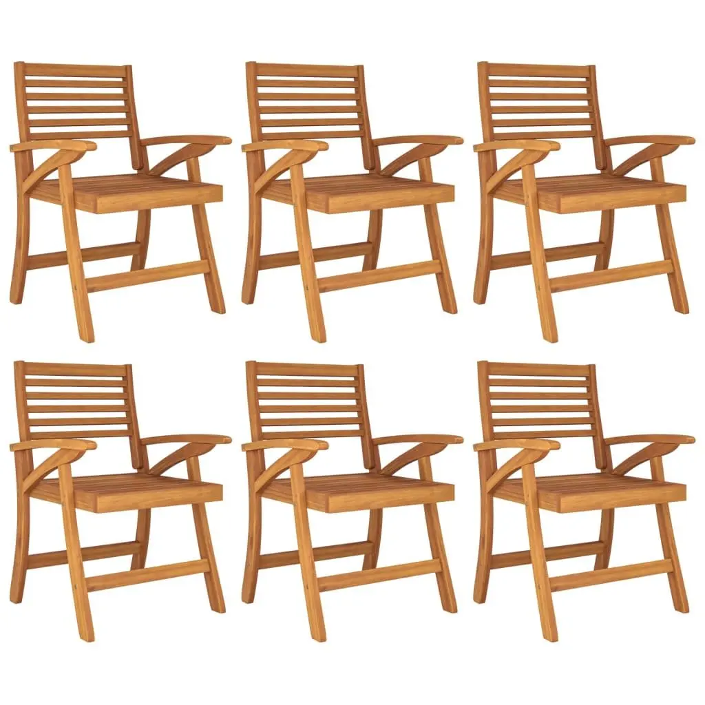 7 Piece Outdoor Dining Set Brown Acacia Wood Solid Construction Patio Furniture