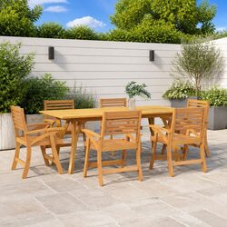 7 Piece Garden Dining Set Solid Acacia Wood Outdoor Patio Furniture Brown