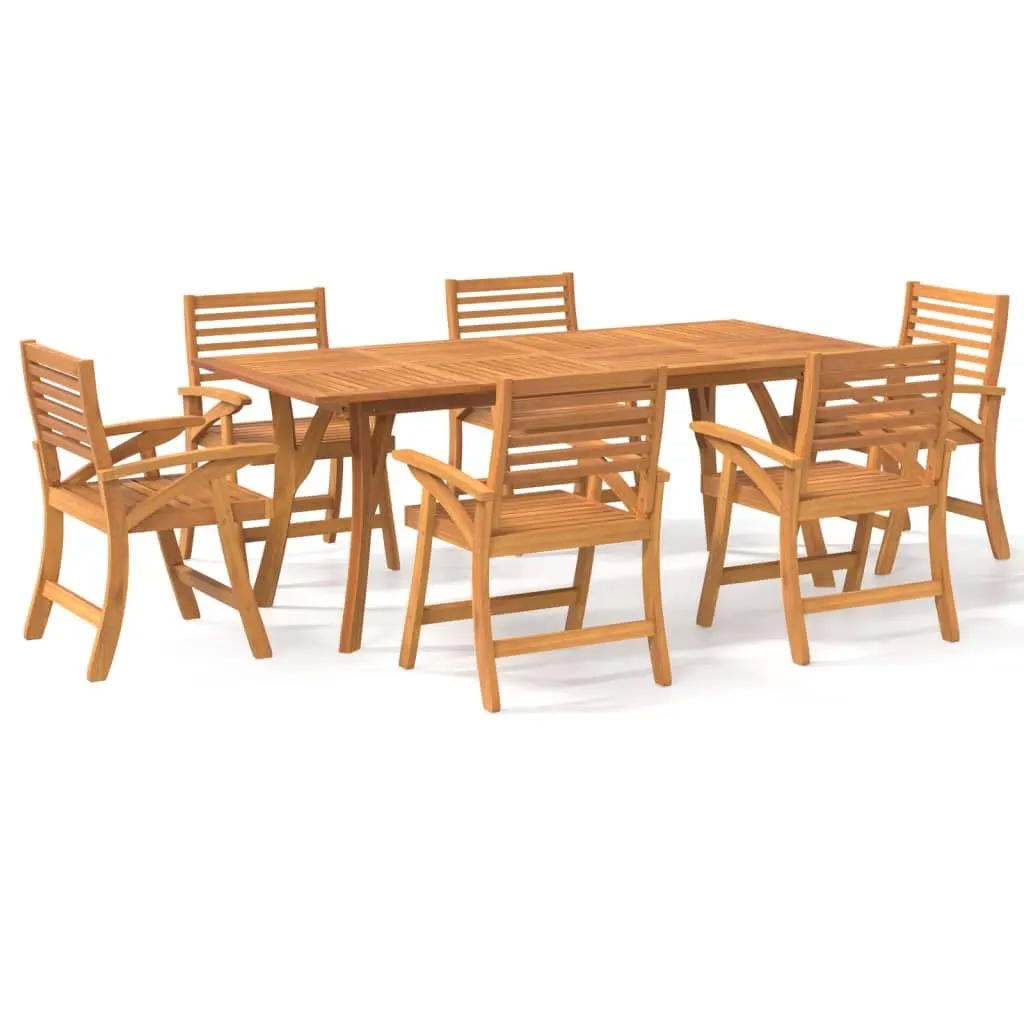 7 Piece Garden Dining Set Solid Acacia Wood Brown