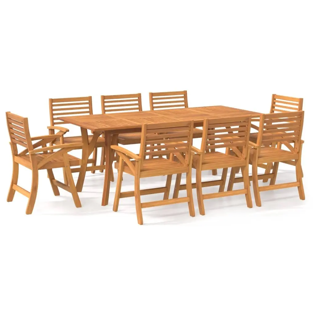 9-Piece Garden Dining Set in Solid Acacia Wood