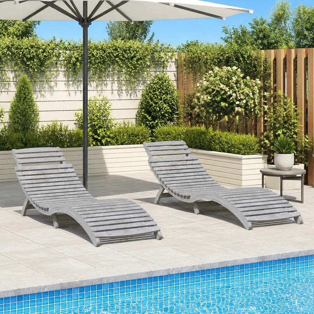 Grey Sun Loungers for Pool and Patio
