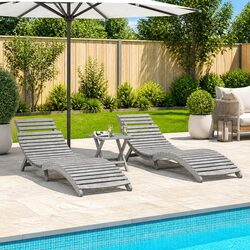 Practical Sun Loungers Set with Table for Outdoor Use