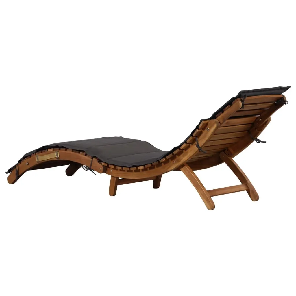 Sun Loungers Wooden Foldable 2 pcs Grey with Cushions