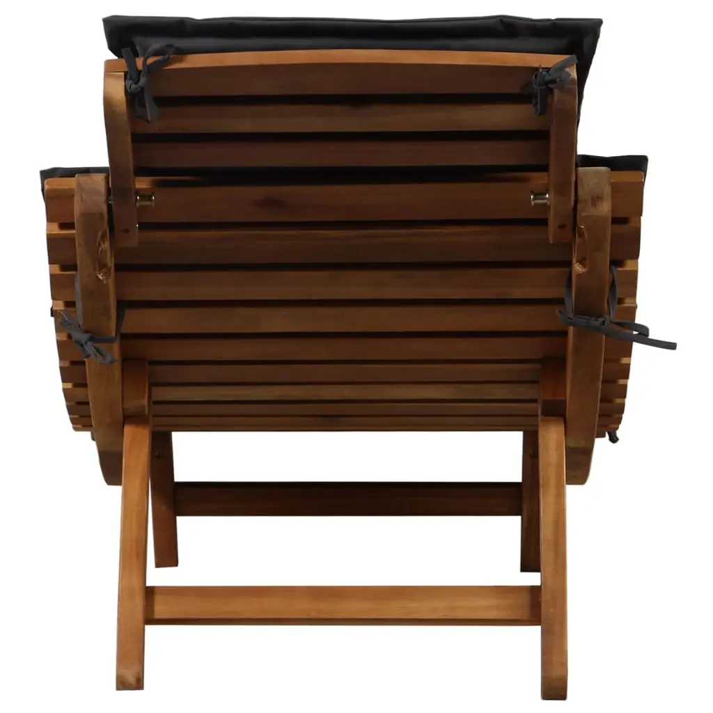 Sun Loungers Wooden Foldable 2 pcs Grey with Cushions