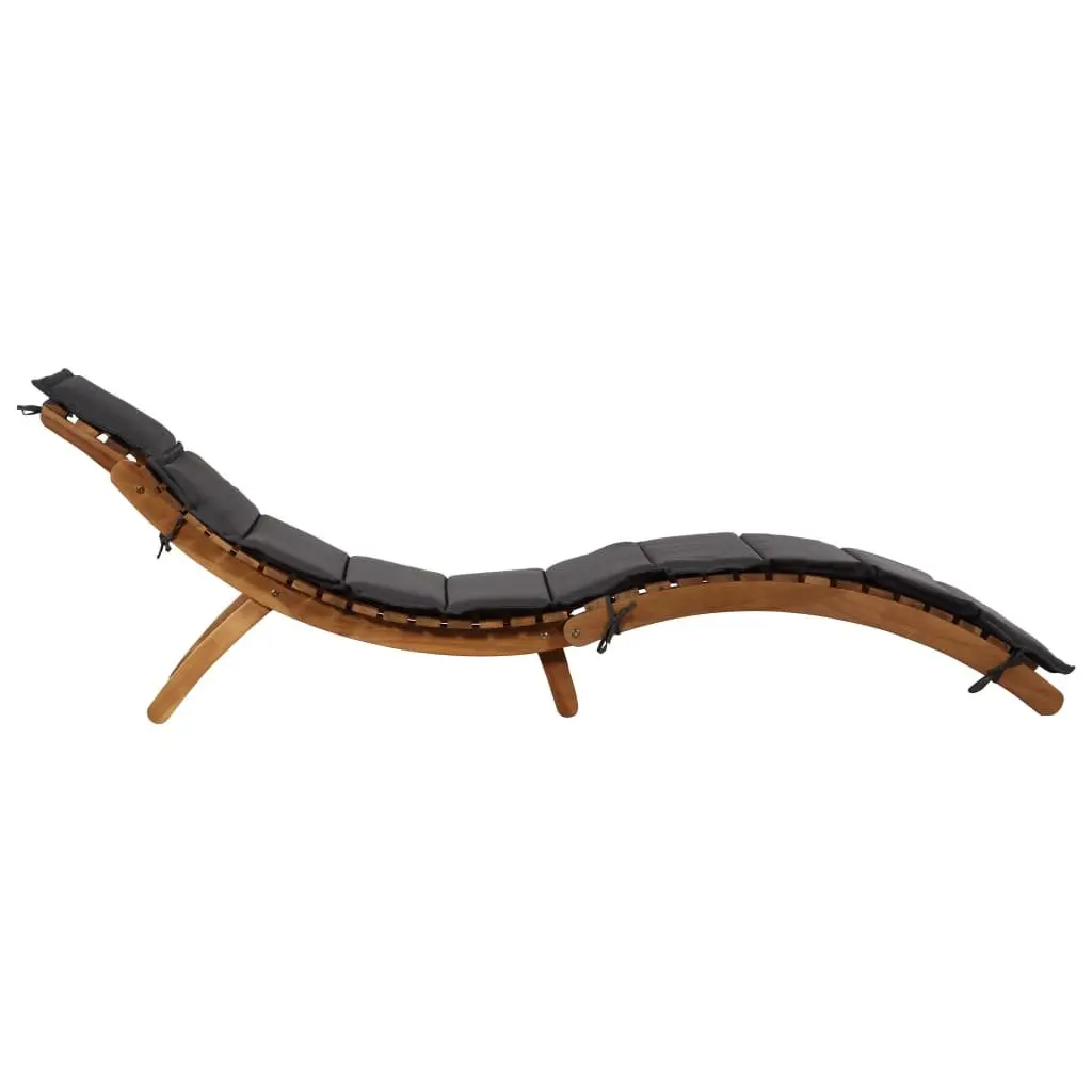 Sun Loungers Wooden Foldable 2 pcs Grey with Cushions