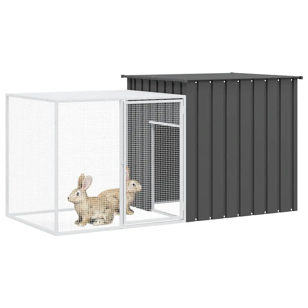 Rabbit Hutch Galvanised Steel Mesh Outdoor Small Anthracite 200x91x100cm