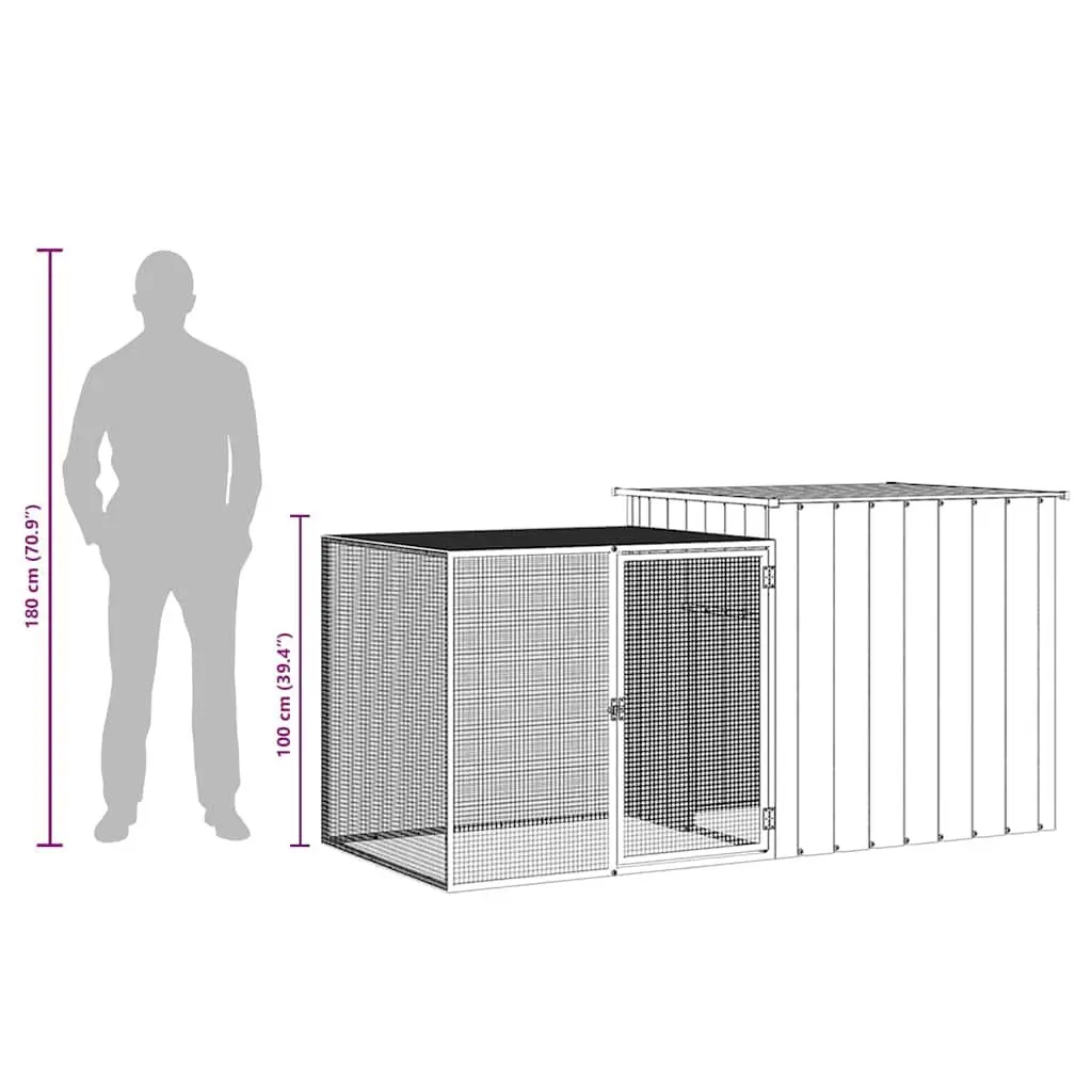Rabbit Hutch Galvanised Steel Mesh Outdoor Small Anthracite 200x91x100cm