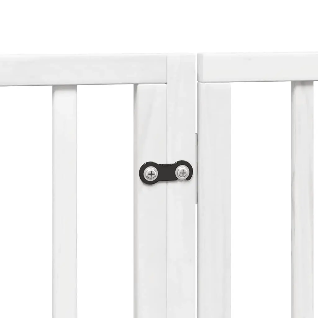 Dog Gate Foldable 9 Panels with Door White Poplar Wood Pet Safety Barrier