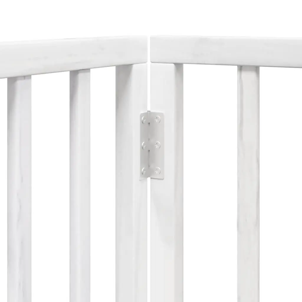 Dog Gate Foldable 9 Panels with Door White Poplar Wood Pet Safety Barrier