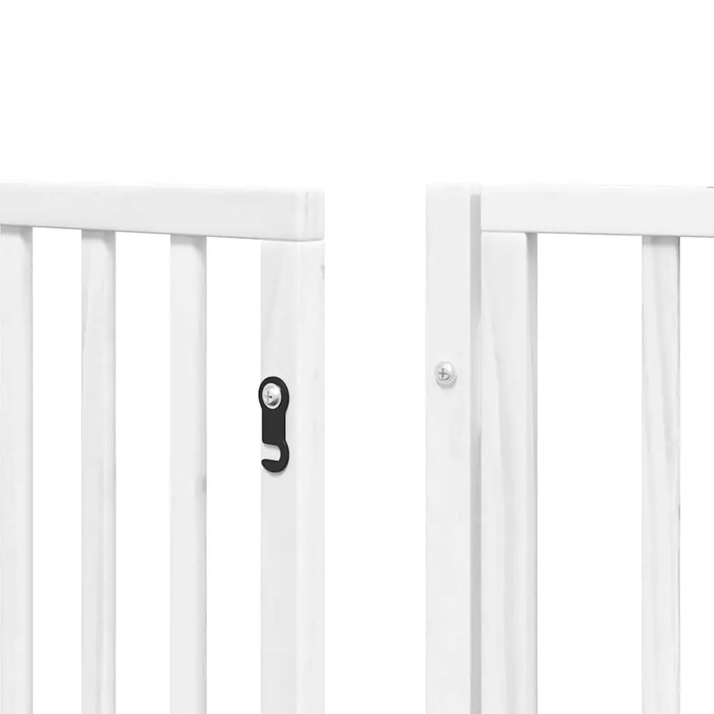 Dog Gate Foldable 9 Panels with Door White Poplar Wood Pet Safety Barrier