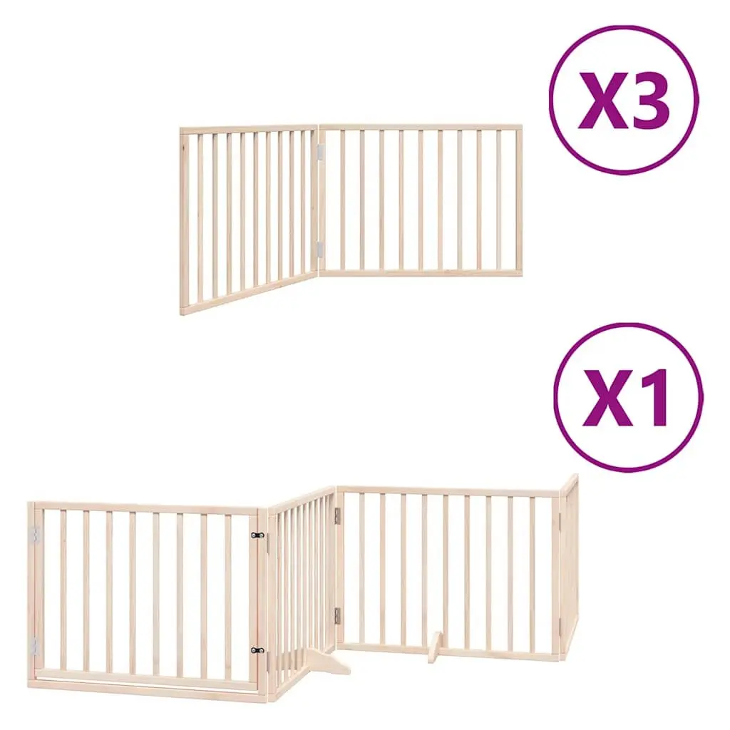 Dog Gate Foldable 10 Panels Poplar Wood 800cm Brown Pet Safety Barrier with Door Locks