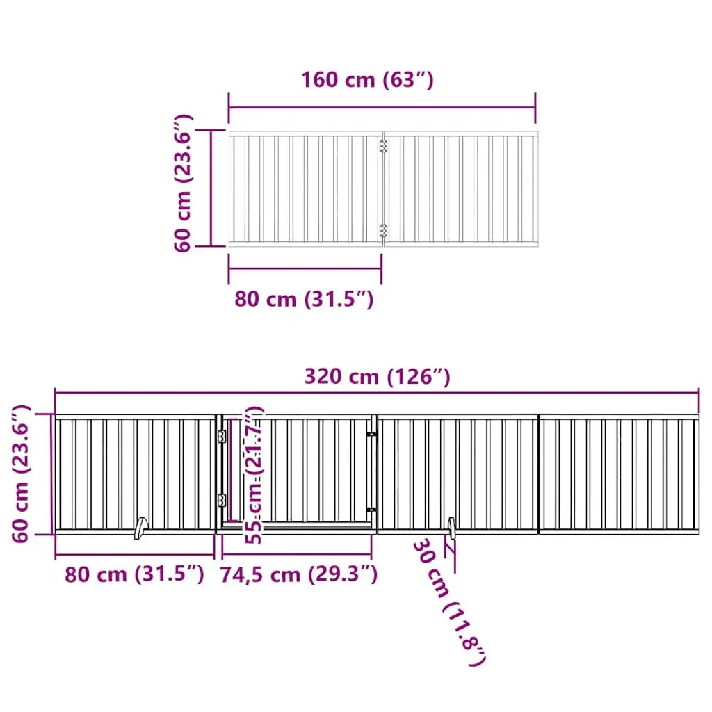Dog Gate Foldable 10 Panels Poplar Wood 800cm Brown Pet Safety Barrier with Door Locks